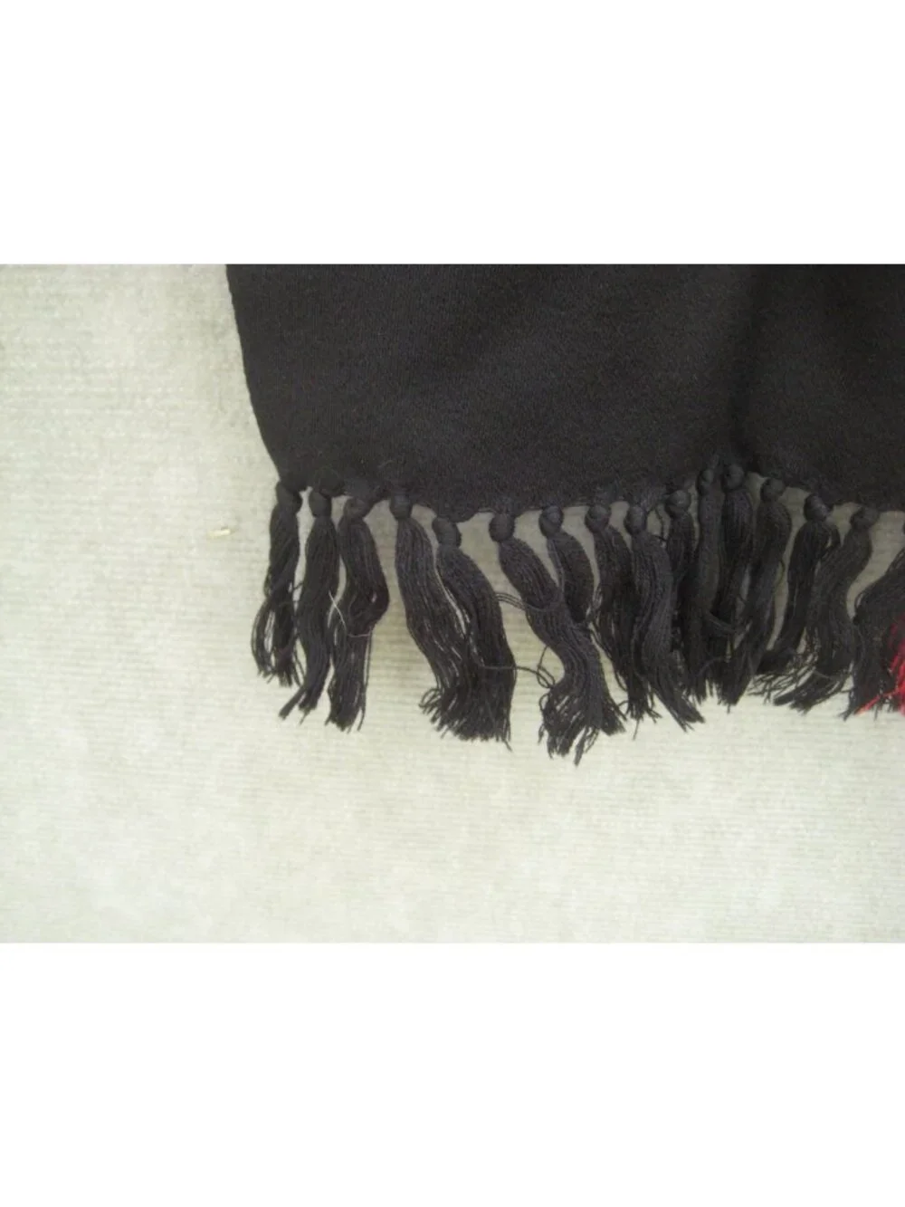 Vintage Boivin Jne Paris Black Scarf Stripe Pattern Fringe France Rectangle